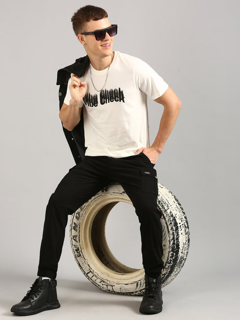 White Printed Regular Fit T-Shirt